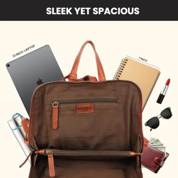 Genuine Leather Backpack Daypack Adjustable Strap 12.5 Inch
